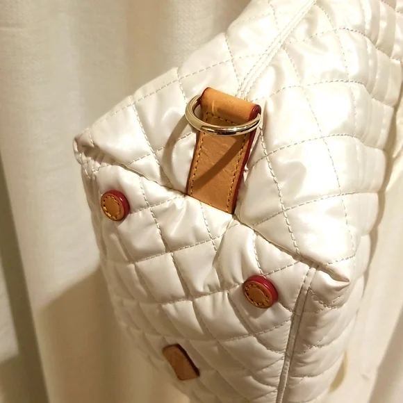 MZ Wallace Pearl Metallic Sutton Deluxe Small Quilted Nylon Crossbody Bag